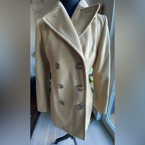 Vintage Banana Republic Camel Double-Breasted Wool Pea Coat